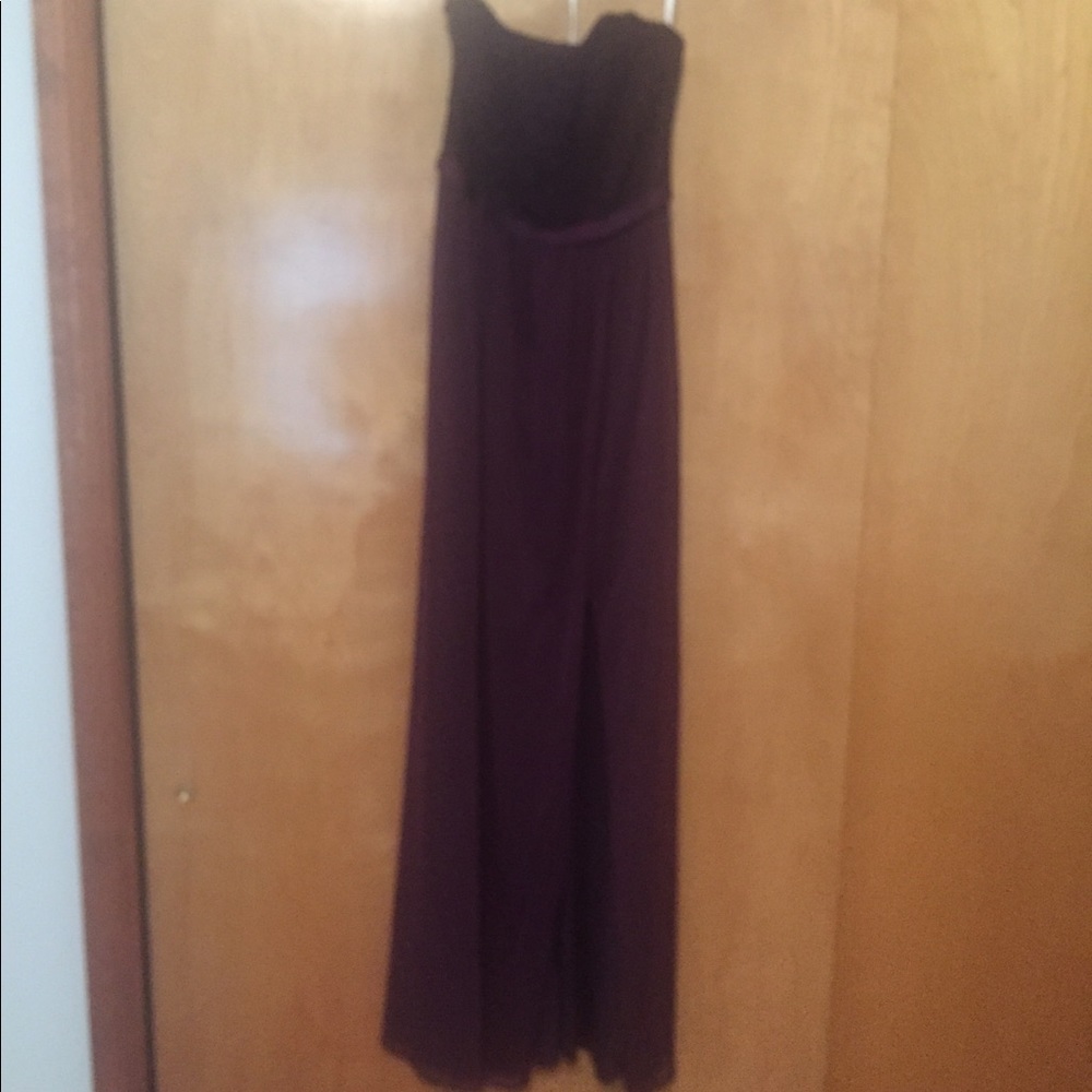 Plum lace and chiffon strapless dress